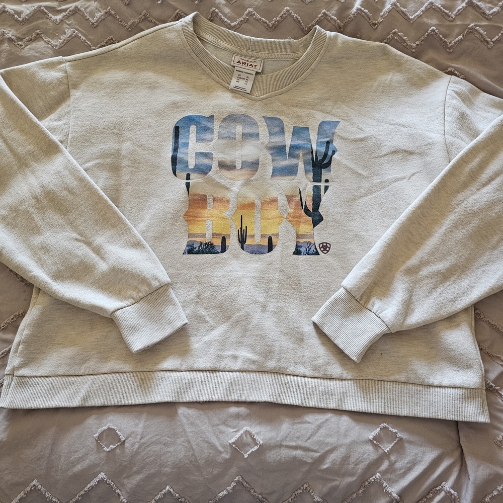 Ariat Women's Cream Cowboy Graphic Sweatshirt